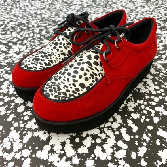 Round Toe Lace Up Cheetah Flatform Creeper - Picture 3 of 8